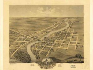 County, Perspective, Antique, Vintage, Amerciana, Landmark, Detailed, Minnesota, Birds Eye View, Illustration, Map, Midwest, Anoka