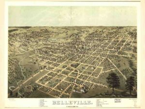 Town Map, St Clair County, Antique, Old, Illinois, City, Southern Illinois, Belleville, Usa, S, Map, Midwest