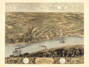 Town Map, Birds View, Historical Map, Missouri Map, Lafayette Mo, City Of Lexington, View, River Town, Birds Eye View, Aerial View, Lexington Poster, America, Lexington Map