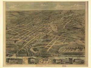 City Of Akron, Ohio Map 1870, Akron Decor, Akron Vintage Art, Historical Art 1870, Ohio City View, Akron Map 1870, Birds Eye View, Map Art 1870, Akron Cityscape, Summit County Oh, Summit County, Antique Akron Map