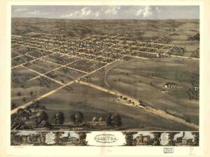 19th Century, Antique, Map, City Map, Marion Co Mo, Missouri Town, Missouri Map, Birds Eye, Town Plan, Palmyra Mo, Marion Co, Town Layout, Panoramic