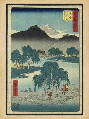 Tranquil, Nature, Japanese Wall, Goyu Design, Goyu Print, Landscape, Traditional, Oriental Art, Colorful Art, Vibrant, Serenity, Colorful, Beauty, Mountain, Landscape Print, Japan, Asian Art, Edo, Japan Print, Woodcut Art, Japanese Print, Vintage Print, Japanese Culture, Traditional Art, Waterfall"