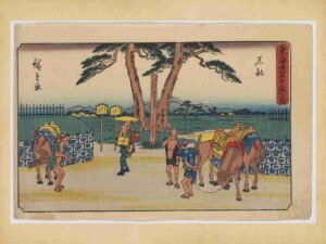 Ishibe Art, Serene, Nature, Japanese Art, Japanese Design, Painting, River, Landscape, Woodblock, Traditional, Oriental Art, Tradition, Rice Fields, Village, Scenery, Japanese Print, Mountains, Scenic, Asian Decor, Ishibe Village, Japanese Culture, Heritage, Culture"