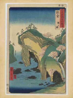 Nature, Print, Fisherman, Japanese Art, Wave, Artwork, Landscape, Noto, Woodblock, Noto Peninsula, Traditional, Ukiyoe Art, Ocean, Cliffs, Taki No Ura, Waves, Ocean Print, Beauty, Japan, Asian Art, Seascape, Ocean Waves, Japanese Print, Mountains, Woodblock Print"