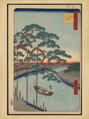 Vintage, Pine Trees, Nature, Print, Japanese Art, Japanese Design, Ukiyoe, Japanese, River, Landscape, Woodblock, Gohonmatsu, Traditional, Japanese Motif, Onagigawa, Fine Art, Beauty, Water, Art, Woodcut, Asian Art, Japanese Print, Mountains, Reflection, Japanese Culture"