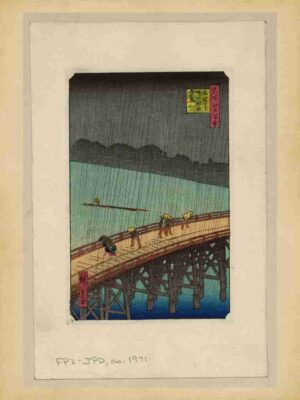 Rainy Day, Monochrome, Vintage, Bridge Storm, Cross Storm, Japanese Art, Pedestrians, Bridge Art, Traditional, Pedestrian Wet, People Walking, Bridge Crossing, Storm, Pedestrian Rain, Pass, Japan, Rainy Bridge, Stormy, Urban Art, Bridge Rain, Japanese Print, Japanese Culture, Rainy Path, Footbridge, Walk"