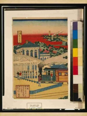 Vintage, Ueno, Nakasendo, Print, Jkitetsu, Japanese, Tokyo, Landscape, Travel, Woodblock, Station, Fuku, Jokitetsudo, Art, Nostalgic, Japan, Train, Zu, Scenery, Japanese Print, Mountains, Scenic, D, Yama Shita"