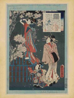 Vintage, Print, Kimono, Ukiyoe, Traditional, Romantic, Colorful, Blossoms, Story, Art, Japan, Geisha, Folklore, Edo, Purple, Feminine, Oriental, Mysterious, History, Culture"