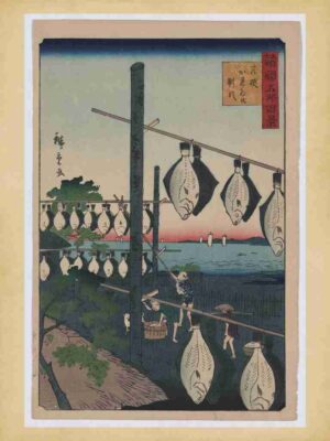 Mountain View, Ukiyo, Unique, Blossom, Printmaking, Original, Japanese Art, Ukiyoe, Wall Art, Era, Lady, Woodblock, Traditional, Cherry, Colorful, Sailing, Sea Bream, Wakasa Karei, Japan, Geisha, Japanese Print, Boats, Beach Scene, Edo Art"