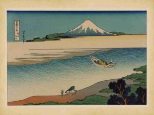 Vintage, Nature, Print, East, River, Landscape, Woodblock, Traditional, Bushu, Edo Era, Kawaii, Tamagawa, Water, Art, Scenery, Mountains, Graphic, Edo Era, Culture"