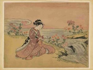 Edo Period, Bold Line, Vintage, Print, Decor, Ink, Kimono, Wall Art, Kiku Jid, Bamboo, Woodblock, Traditional, Ukiyo Era, Art, Samurai, Yatsushi, Japan, Geisha, Edo, Kyoto, Oriental, Cherry Bl, Misty Fog, Floral, Culture"