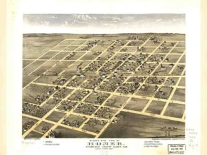 19th Century, Antique, Aerial Map, Homer, Street Layout, Midwestern, Local History, Illinois, Birds Eye, Town Plan, Map, Urban Landscape, View