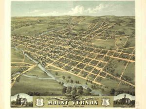 Antique, Vintage, Town, Mount Vernon, City, Ohio History, Birds Eye View, S, Map, Knox County, Local, Panoramic