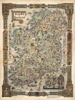 Old Map Of Ireland, Historical Irish Map, Irish Gift, St Patricks Day Gift, Old Map Of Dublin, Irish Art, Irish Wall Decor, Irish Gift Poster, Framed Poster, Ready To Hang, Old Map, Antique Poster, Ireland Map, Vintage Ireland Map, 1935 Ireland Map, Historical Ireland Poster, Cultural Irish Icons, Ireland Landmarks, Vintage Ireland Poster, Antique Irish Map, 1935 Irish Landmarks, Irish History Poster, Vintage Irish Culture, 1935 Ireland Art, Irish Cartography, Old Ireland Map, Irish Heritage Poster, Historical Ireland Art