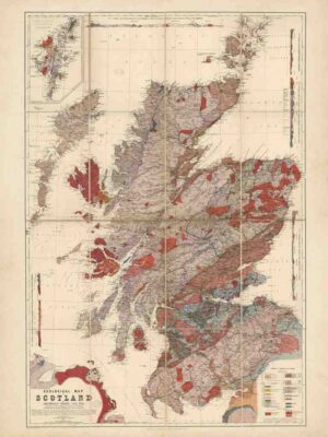 Vintage Map Scotland, Wall Map Scotland, Old Wall Map Scotch, Scotland Map, Scotland Old Map, Antique Scotland Map, Geology Poster, Old Geographical Map, Antique Geology Map, World Geography Art, Map Of Scotland, Scottish Gifts, Historic Geology Map, Scottish Geology, Geological Chart, Giclee Print, 1876 Map, Wall Map, Geology Enthusiasts, Detailed Geological Map, Historical Map, Vintage Wall Art, Scottish History, Geological Enthusiasts, Educational Poster, Antique Cartography, Geological Wall Art